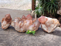 Natural Red Hematoid Quartz Clusters x 3 From Karoi, Zimbabwe