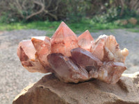 Natural Red Hematoid Quartz Clusters x 3 From Karoi, Zimbabwe