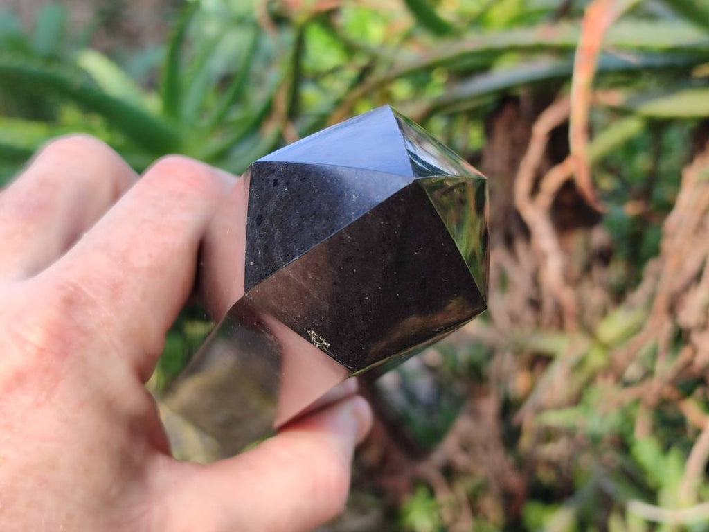 Polished Double Terminated Black Basalt Towers x 3 From Madagascar - Toprock Gemstones and Minerals 