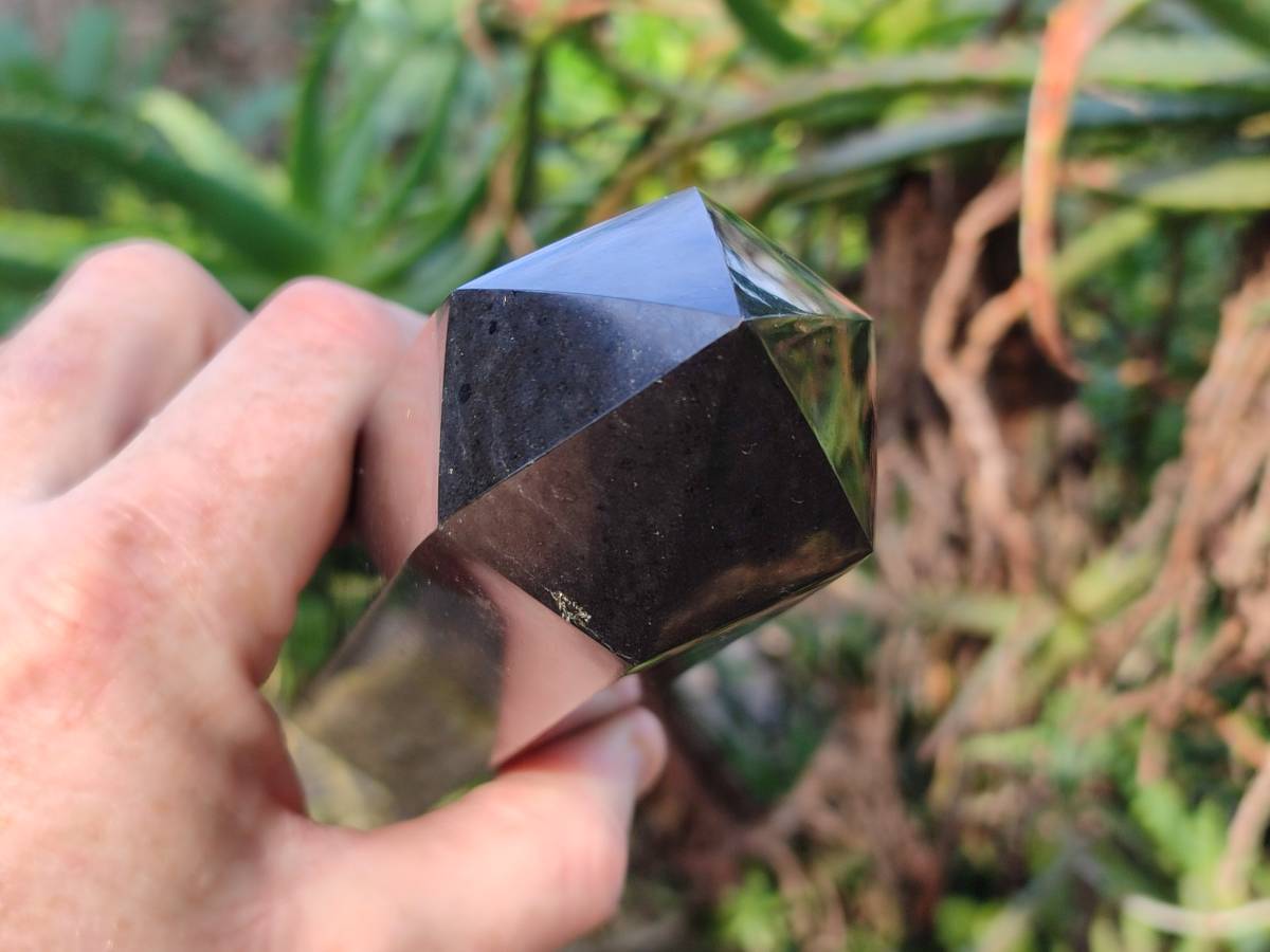 Polished Double Terminated Black Basalt Towers x 3 From Madagascar - Toprock Gemstones and Minerals 