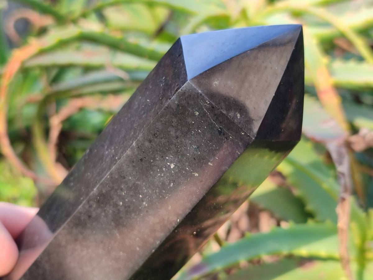 Polished Double Terminated Black Basalt Towers x 3 From Madagascar - Toprock Gemstones and Minerals 