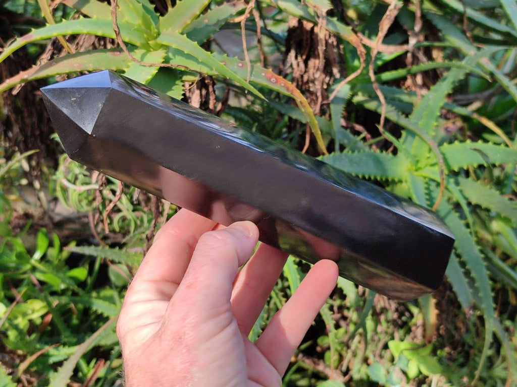 Polished Double Terminated Black Basalt Towers x 3 From Madagascar - Toprock Gemstones and Minerals 