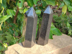 Polished Double Terminated Black Basalt Towers x 3 From Madagascar - Toprock Gemstones and Minerals 