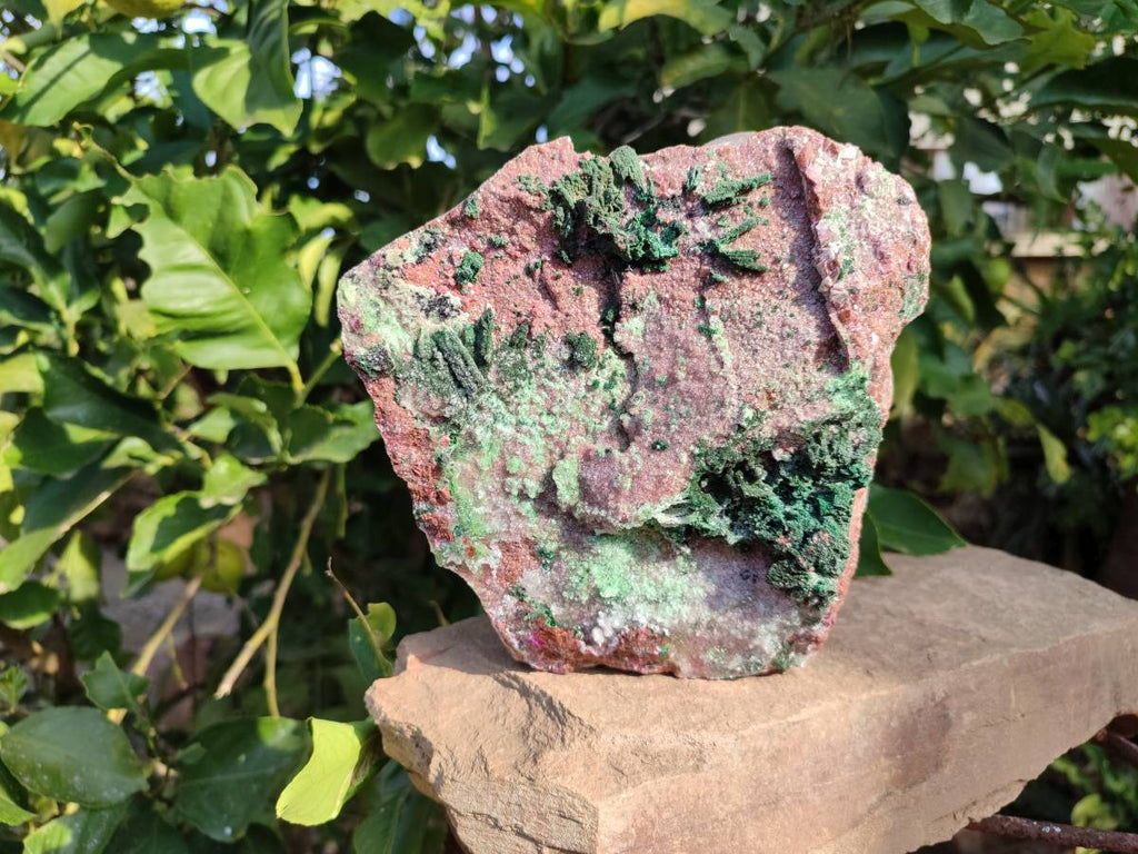 Natural XL Drusy Salrose With Crystalline Malachite and Duftite on Dolomite Matrix Cabinet Specimen x 1 From Kakanda, Congo - Toprock Gemstones and Minerals 