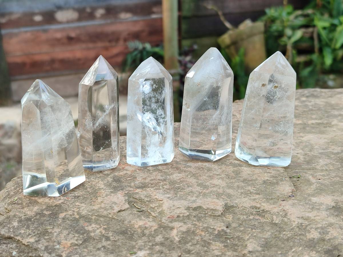 Polished Clear Quartz Crystals x 12 From Madagascar - Toprock Gemstones and Minerals 