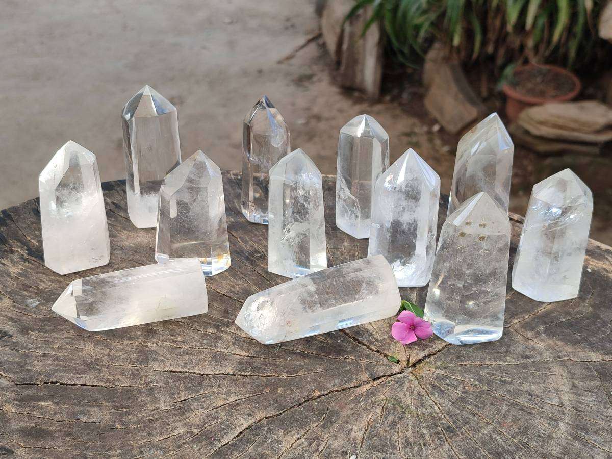 Polished Clear Quartz Crystals x 12 From Madagascar - Toprock Gemstones and Minerals 