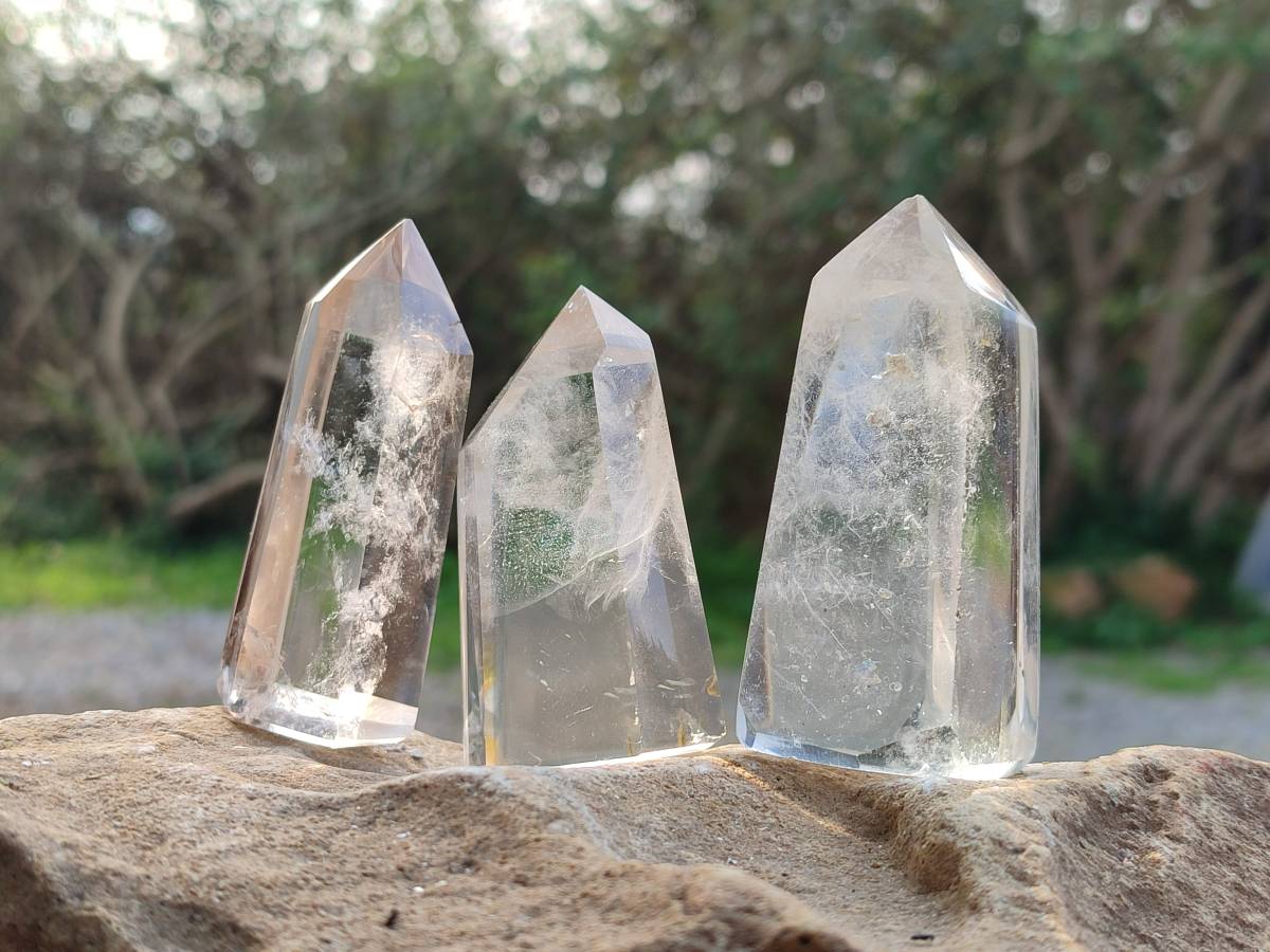 Polished Clear Quartz Crystals x 12 From Madagascar - Toprock Gemstones and Minerals 