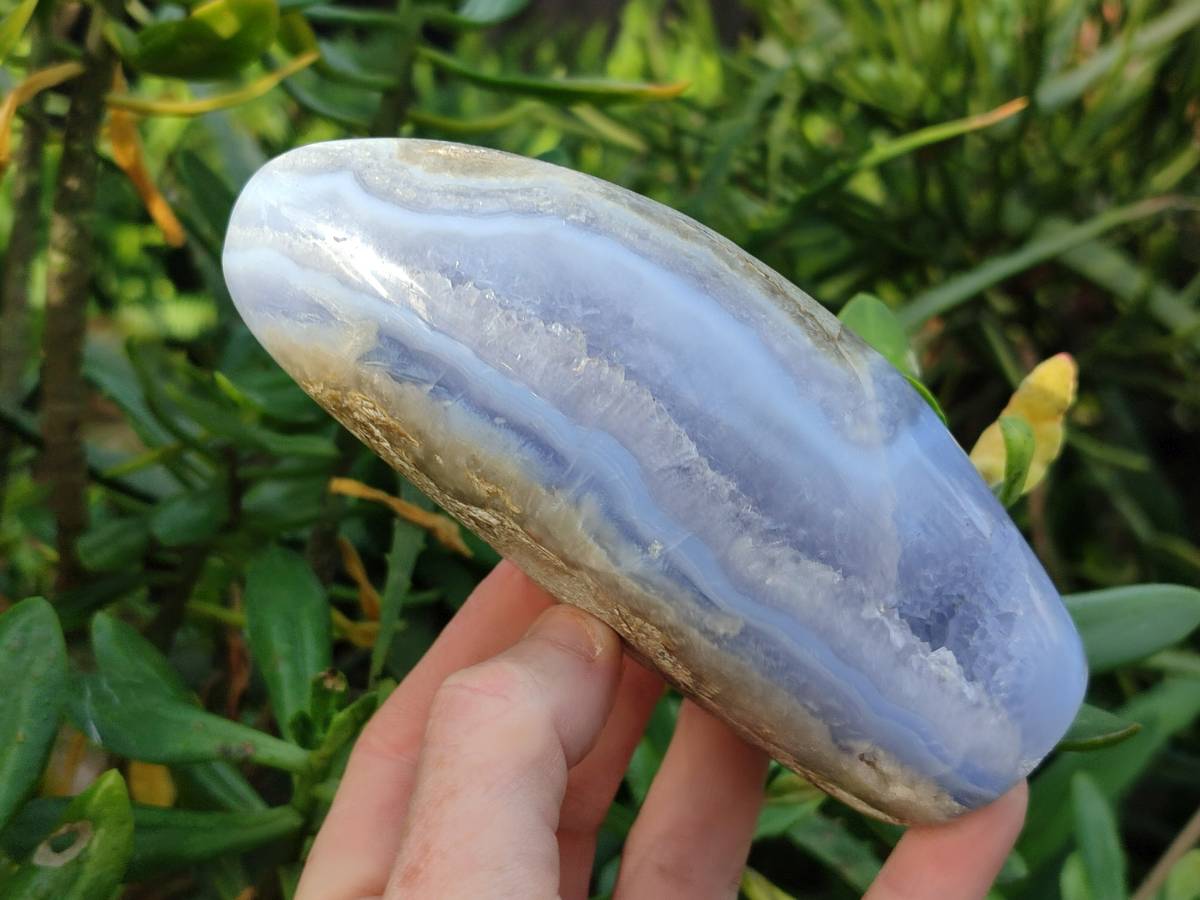 Polished Blue Lace Agate Standing Free Forms x 2 From Nsanje, Malawi - Toprock Gemstones and Minerals 