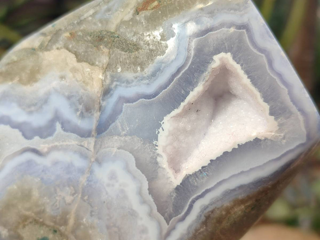 Polished Blue Lace Agate Standing Free Forms x 2 From Nsanje, Malawi - Toprock Gemstones and Minerals 