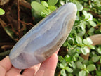 Polished Blue Lace Agate Standing Free Forms x 2 From Nsanje, Malawi - Toprock Gemstones and Minerals 