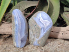 Polished Blue Lace Agate Standing Free Forms x 2 From Nsanje, Malawi - Toprock Gemstones and Minerals 