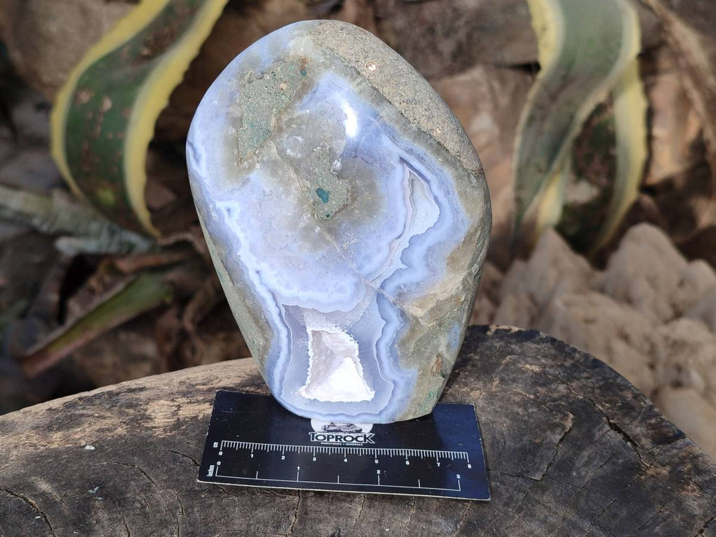 Polished Blue Lace Agate Standing Free Forms x 2 From Nsanje, Malawi - Toprock Gemstones and Minerals 
