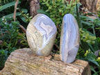 Polished Blue Lace Agate Standing Free Forms x 2 From Nsanje, Malawi - Toprock Gemstones and Minerals 