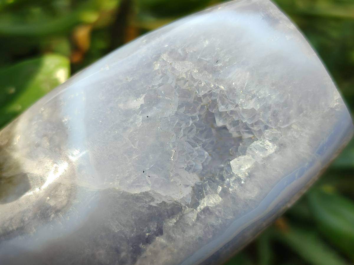 Polished Blue Lace Agate Standing Free Forms x 2 From Nsanje, Malawi - Toprock Gemstones and Minerals 