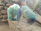 Polished On One Side Watermelon Fluorite Slices x 3 From Uis, Namibia - Toprock Gemstones and Minerals 