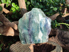 Polished On One Side Watermelon Fluorite Slices x 3 From Uis, Namibia - Toprock Gemstones and Minerals 