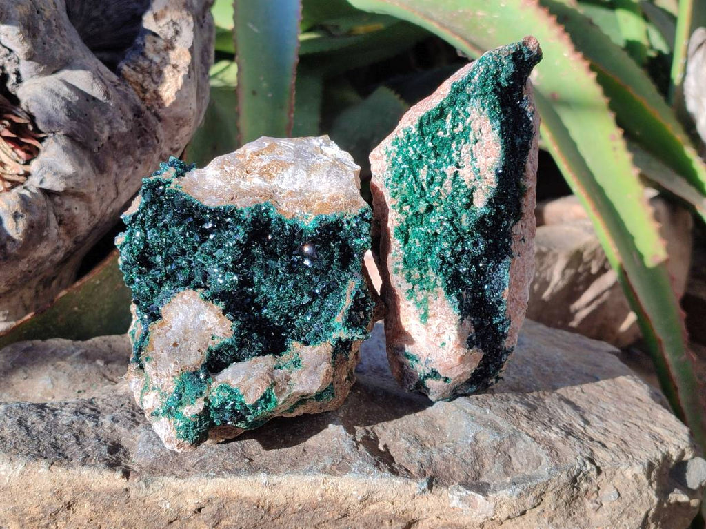 Natural Superb Crystalline Malachite Cabinet Specimens x 2 From Tenke Fungurume, Congo - Toprock Gemstones and Minerals 