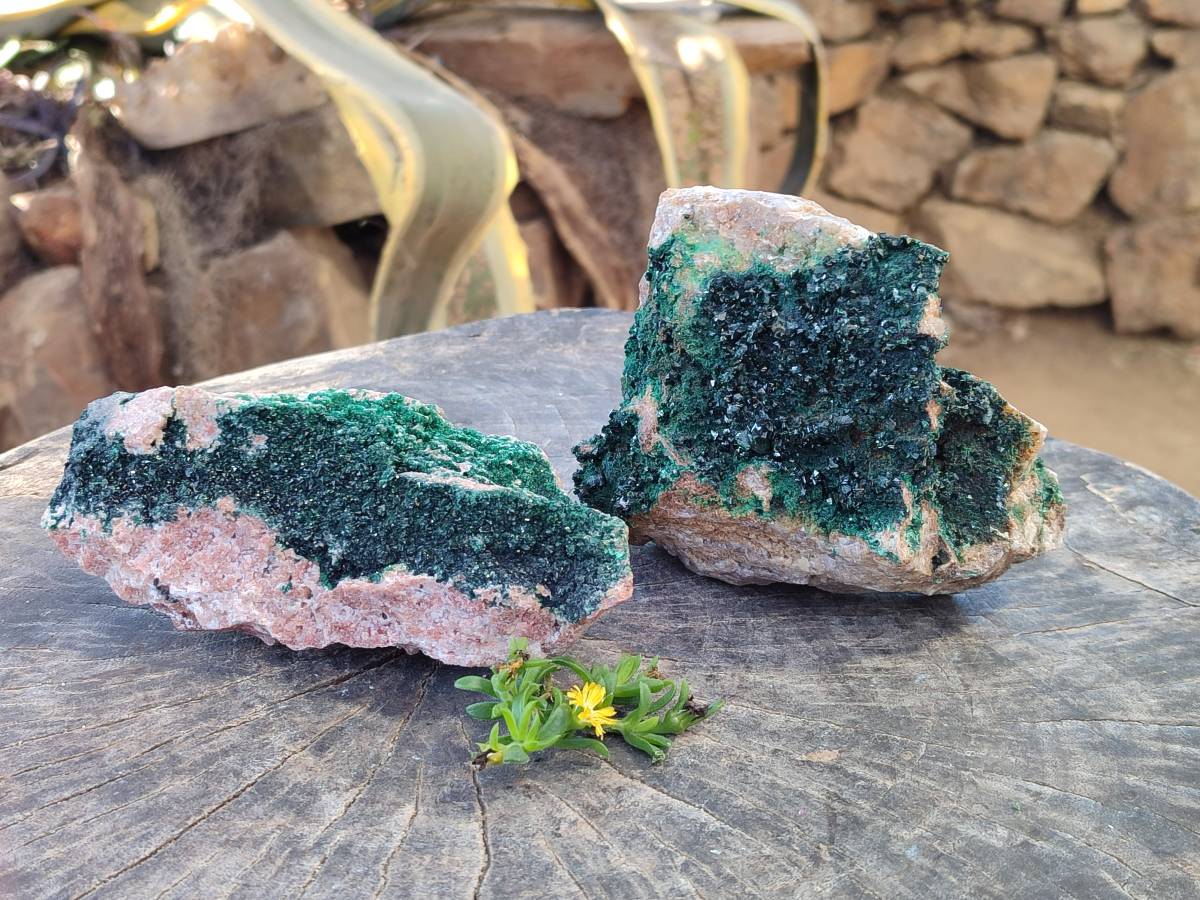 Natural Superb Crystalline Malachite Cabinet Specimens x 2 From Tenke Fungurume, Congo - Toprock Gemstones and Minerals 