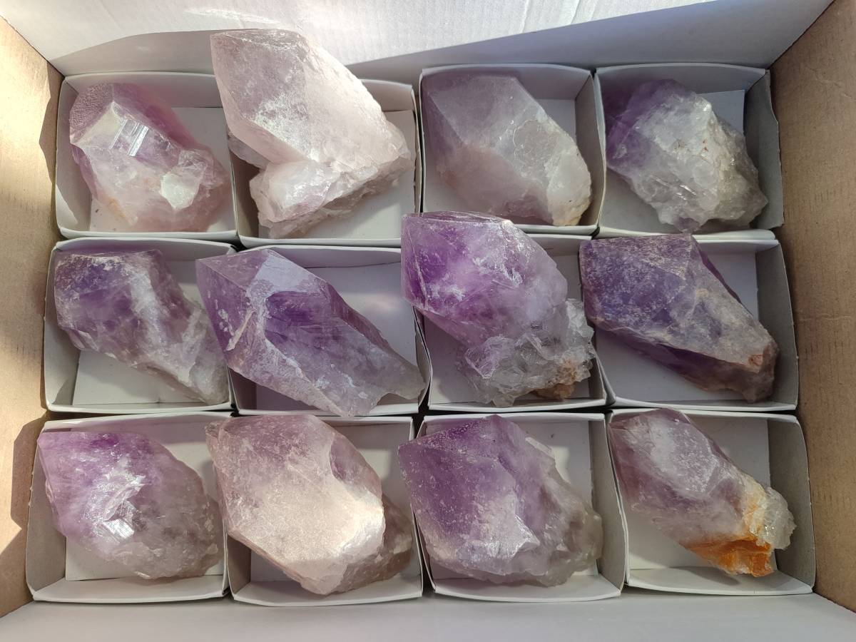 Natural Jacaranda Amethyst Quartz Crystals x 12 From Mumbwa, Zambia - Toprock Gemstones and Minerals 
