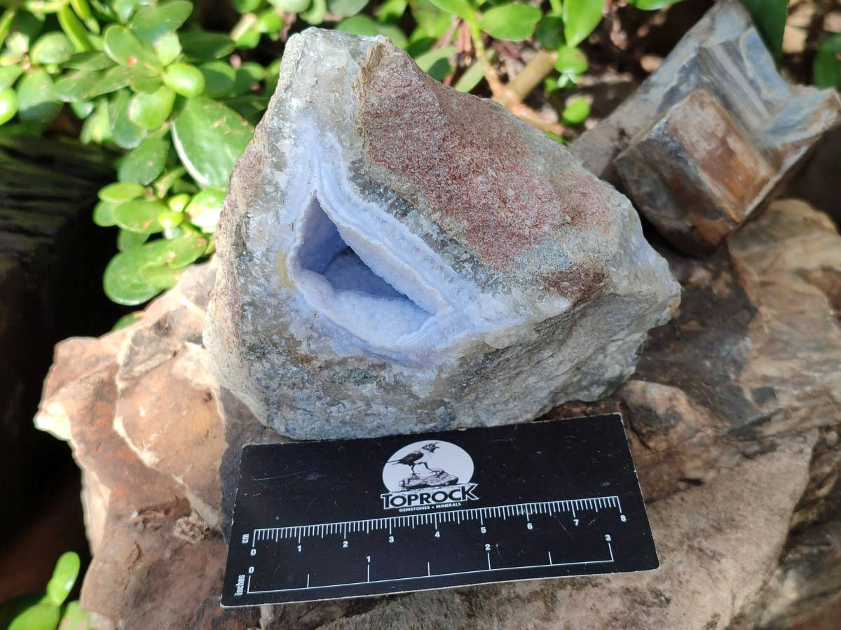 Natural Blue Lace Agate Geode Specimens x 4 From Nsanje, Malawi - Toprock Gemstones and Minerals 
