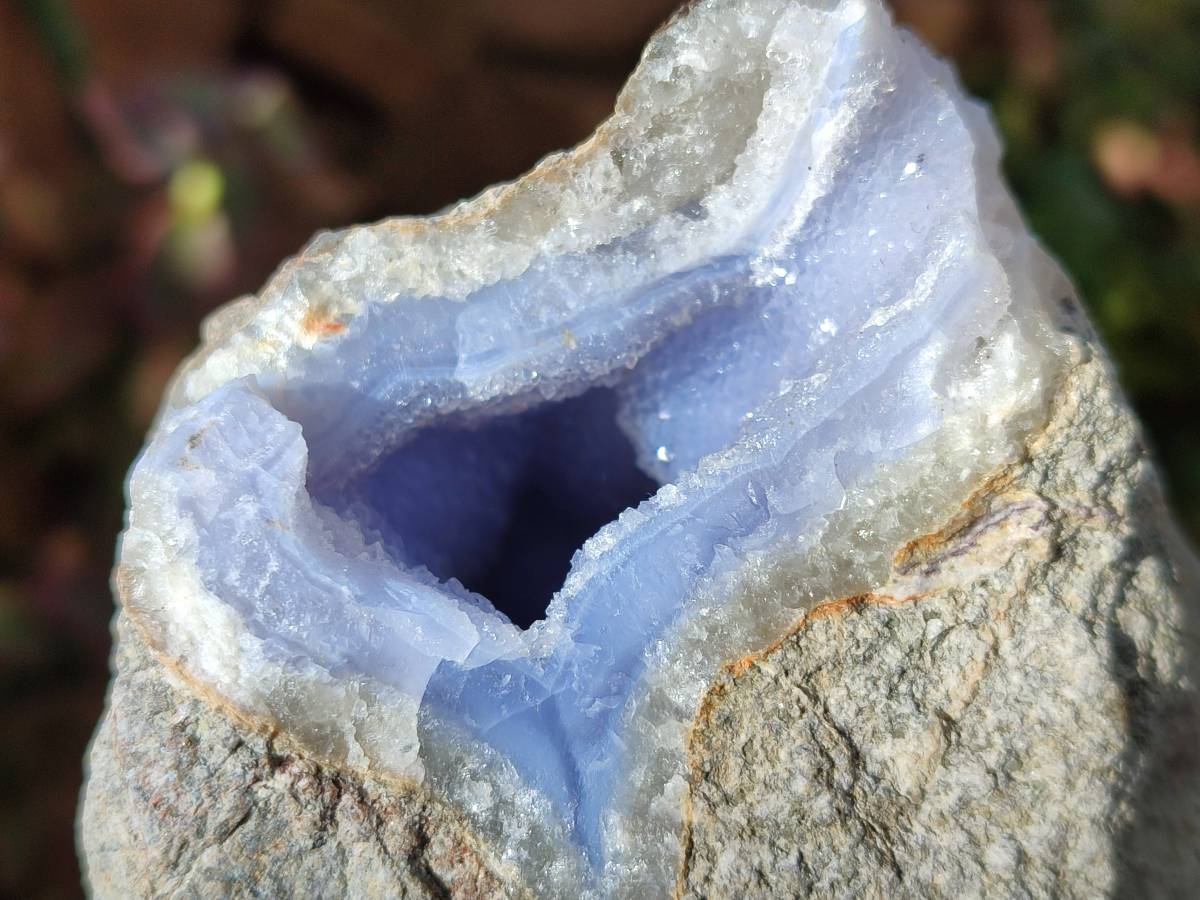 Natural Blue Lace Agate Geode Specimens x 4 From Nsanje, Malawi - Toprock Gemstones and Minerals 