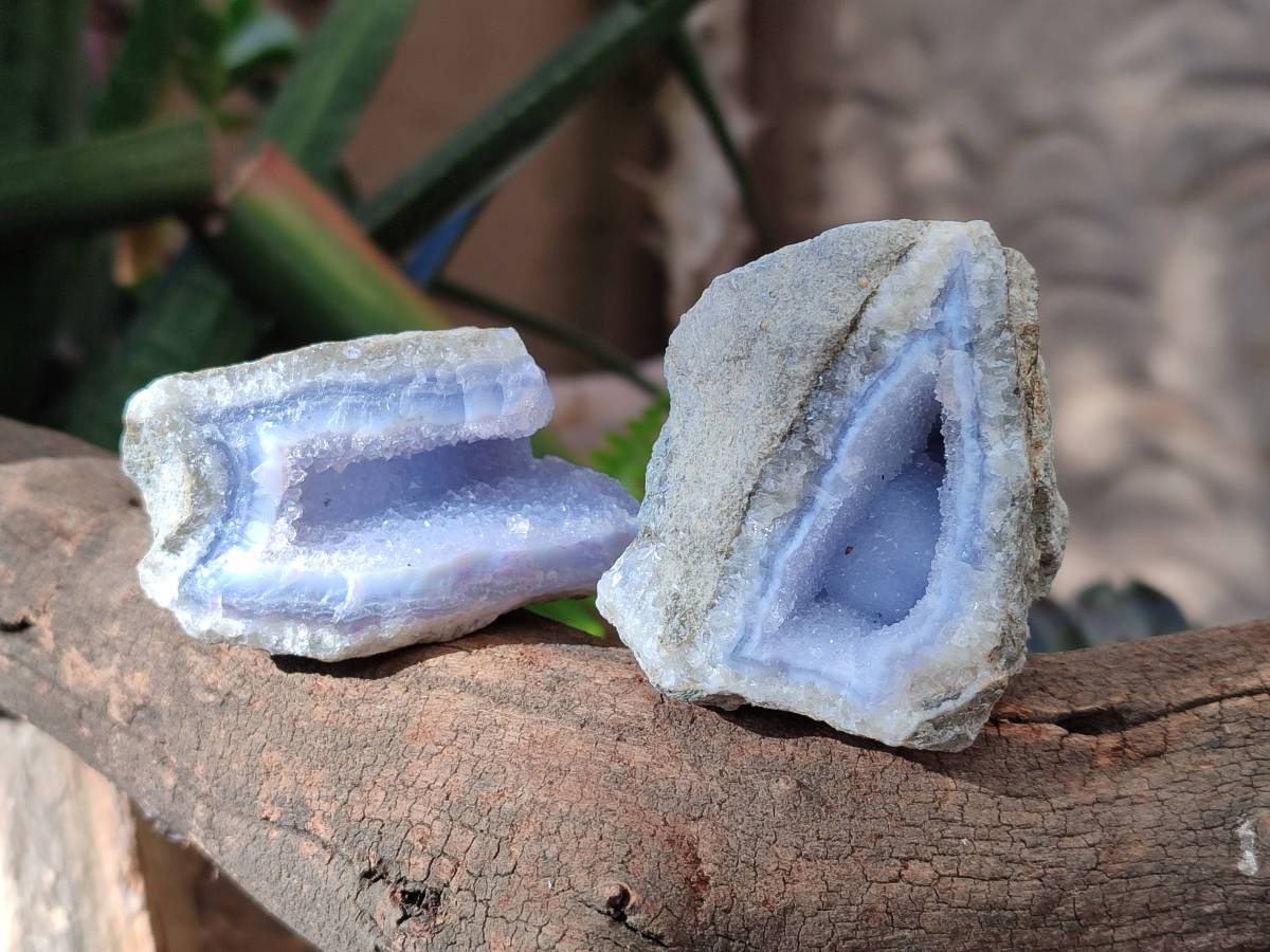 Natural Blue Lace Agate Geode Specimens x 12 From Nsanje, Malawi - Toprock Gemstones and Minerals 
