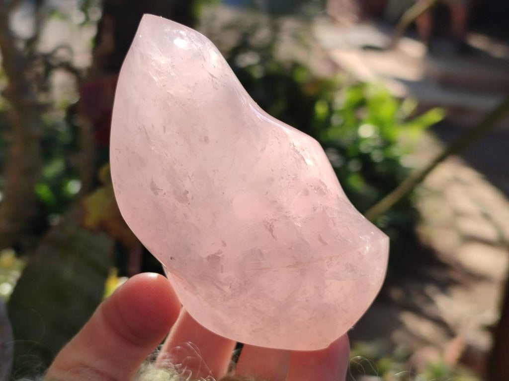 Polished Rose Quartz Flames x 2 From Ambatondrazaka, Madagascar - Toprock Gemstones and Minerals 
