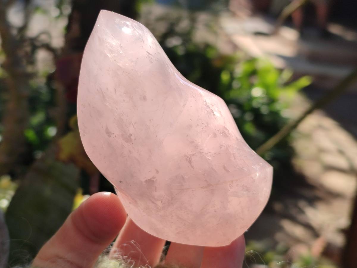 Polished Rose Quartz Flames x 2 From Ambatondrazaka, Madagascar - Toprock Gemstones and Minerals 