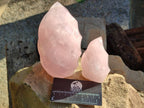 Polished Rose Quartz Flames x 2 From Ambatondrazaka, Madagascar - Toprock Gemstones and Minerals 