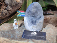 Polished Blue Celestite Crystal Centered Standing Free Forms x 2 From Madagascar - Toprock Gemstones and Minerals 