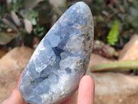 Polished Blue Celestite Crystal Centered Standing Free Forms x 2 From Madagascar - Toprock Gemstones and Minerals 