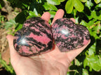 Polished Rhodonite Gemstone Hearts x 3 From Ambindavato, Madagascar - Toprock Gemstones and Minerals 