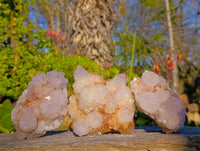 Natural Golden Limonite Coated Spirit Quartz Clusters x 3 From South Africa