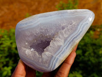 Polished Blue Lace Agate Geodes x 2 From Malawi