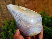 Polished Blue Lace Agate Geodes x 2 From Malawi