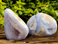 Polished Blue Lace Agate Geodes x 2 From Malawi