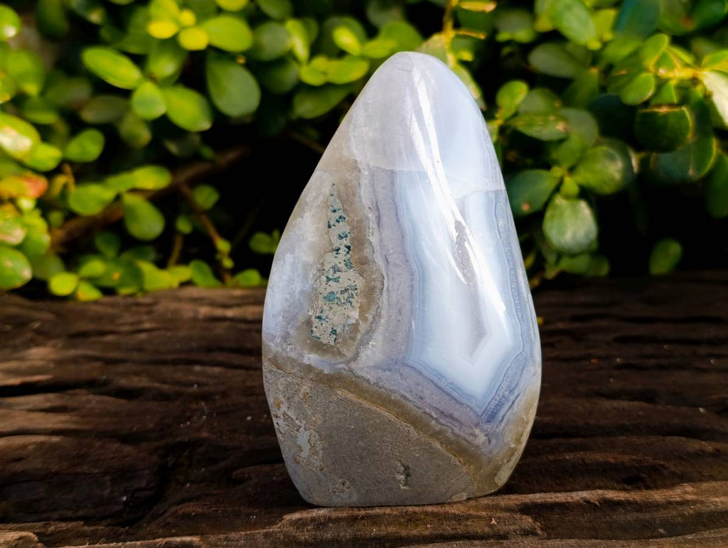 Polished Blue Lace Agate Standing Free Forms x 2 From Malawi - Toprock Gemstones and Minerals 