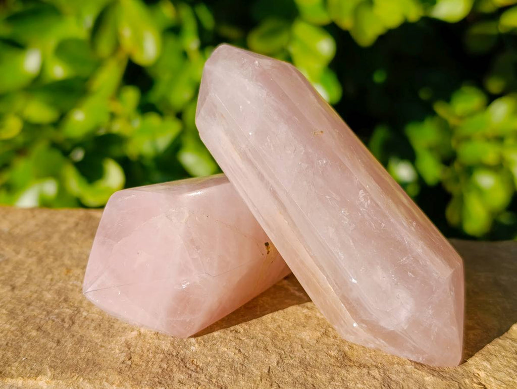 Polished Double Terminated Rose Quartz Points x 12 From Madagascar - Toprock Gemstones and Minerals 