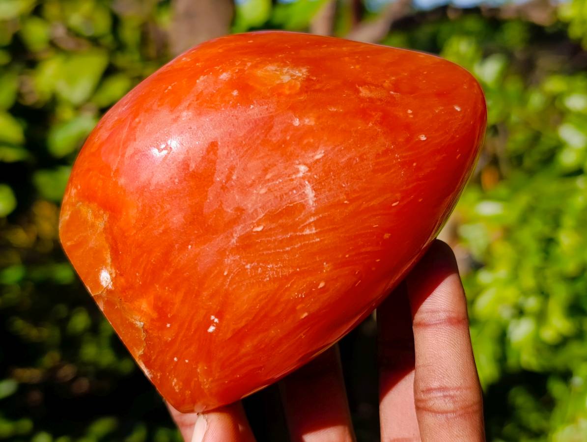 Polished Orange Twist Calcite Standing Free Forms x 3 From Maevantanana, Madagascar - Toprock Gemstones and Minerals 