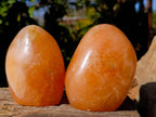 Polished Orange Twist Calcite Standing Free Forms x 3 From Maevantanana, Madagascar - Toprock Gemstones and Minerals 