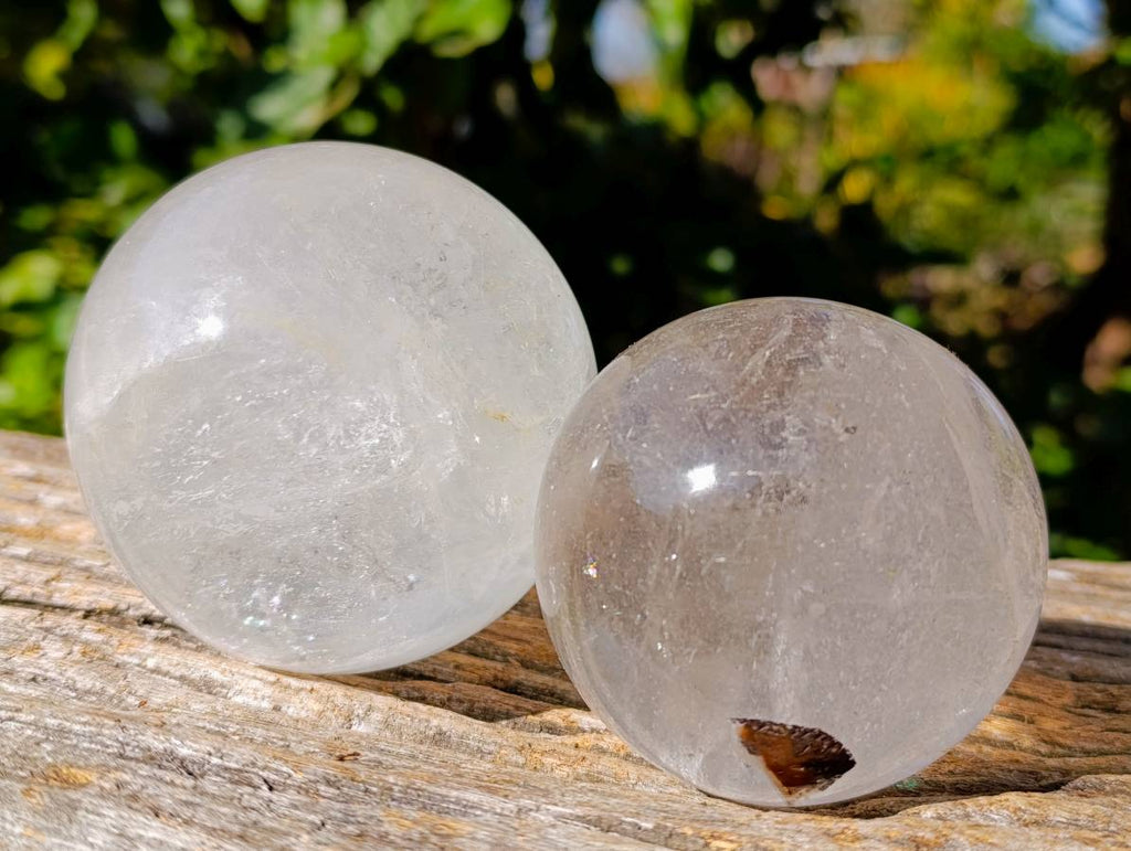 Polished Clear Quartz Crystal Balls x 2 From Madagascar - Toprock Gemstones and Minerals 