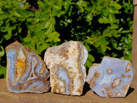 Polished On One Side 'Crazy Lace' Blue Lace Agate x 6 From Namibia - Toprock Gemstones and Minerals 