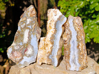 Polished On One Side 'Crazy Lace' Blue Lace Agate x 6 From Namibia - Toprock Gemstones and Minerals 