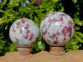 Polished Rubellite Pink Tourmaline Spheres x 2 From Ambatondrazaka, Madagascar - Toprock Gemstones and Minerals 