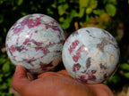 Polished Rubellite Pink Tourmaline Spheres x 2 From Ambatondrazaka, Madagascar - Toprock Gemstones and Minerals 