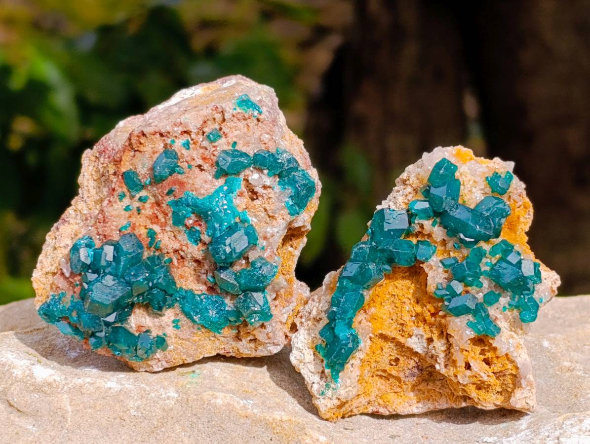 Natural Dioptase On Dolomite Specimens x 6 From Likasi, Congo - Toprock Gemstones and Minerals 