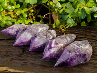 Polished Chevron Amethyst 'Witches Hat'  Points x 5 From Zambia - Toprock Gemstones and Minerals 