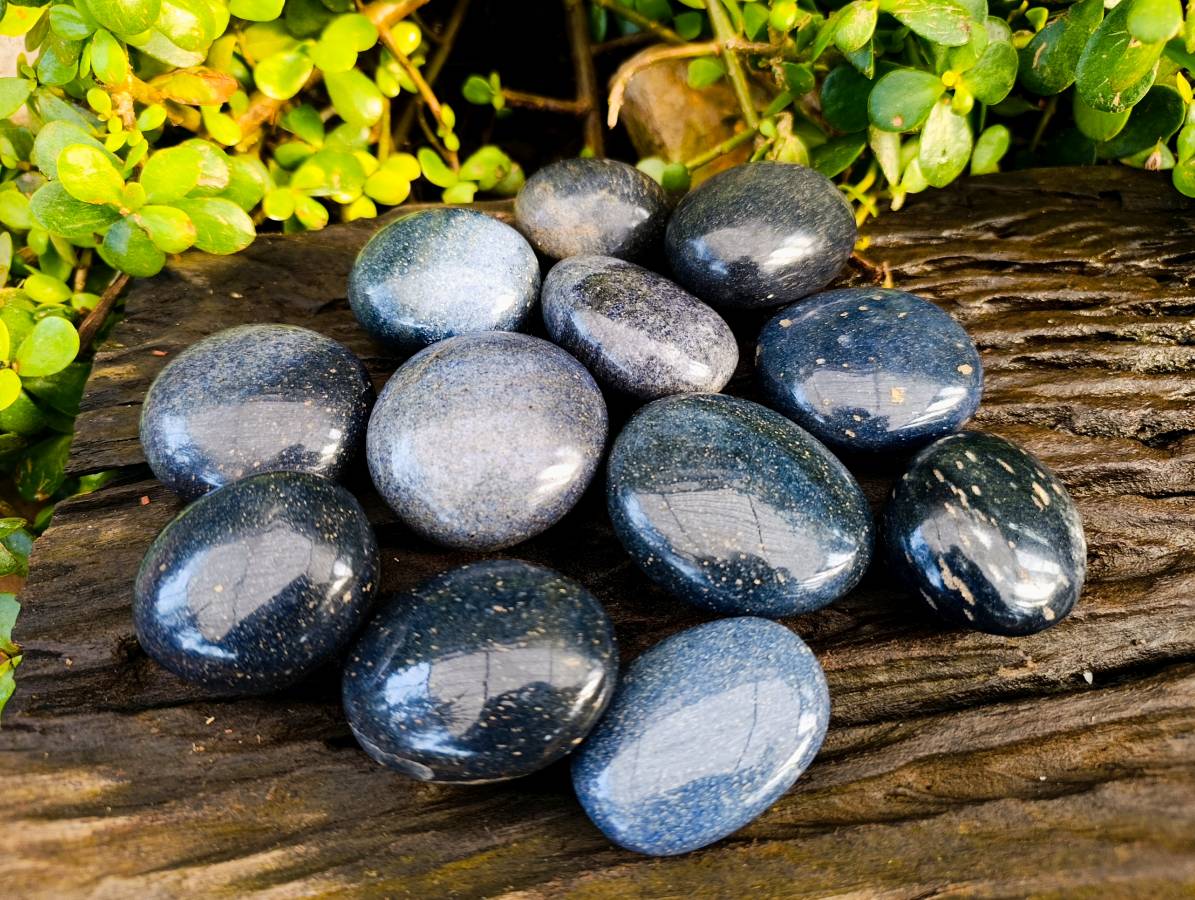 Polished Lazulite Palm Stones x 12 From Madagascar - Toprock Gemstones and Minerals 