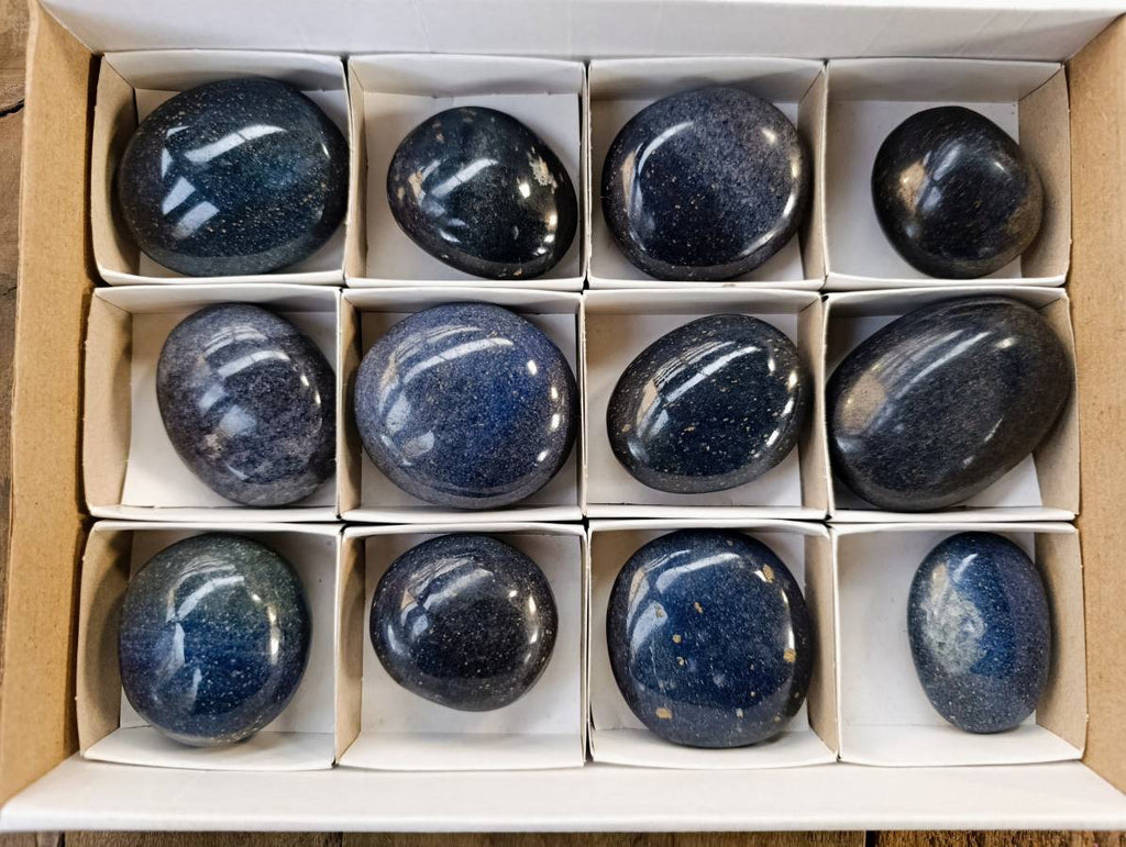 Polished Lazulite Palm Stones x 12 From Madagascar - Toprock Gemstones and Minerals 