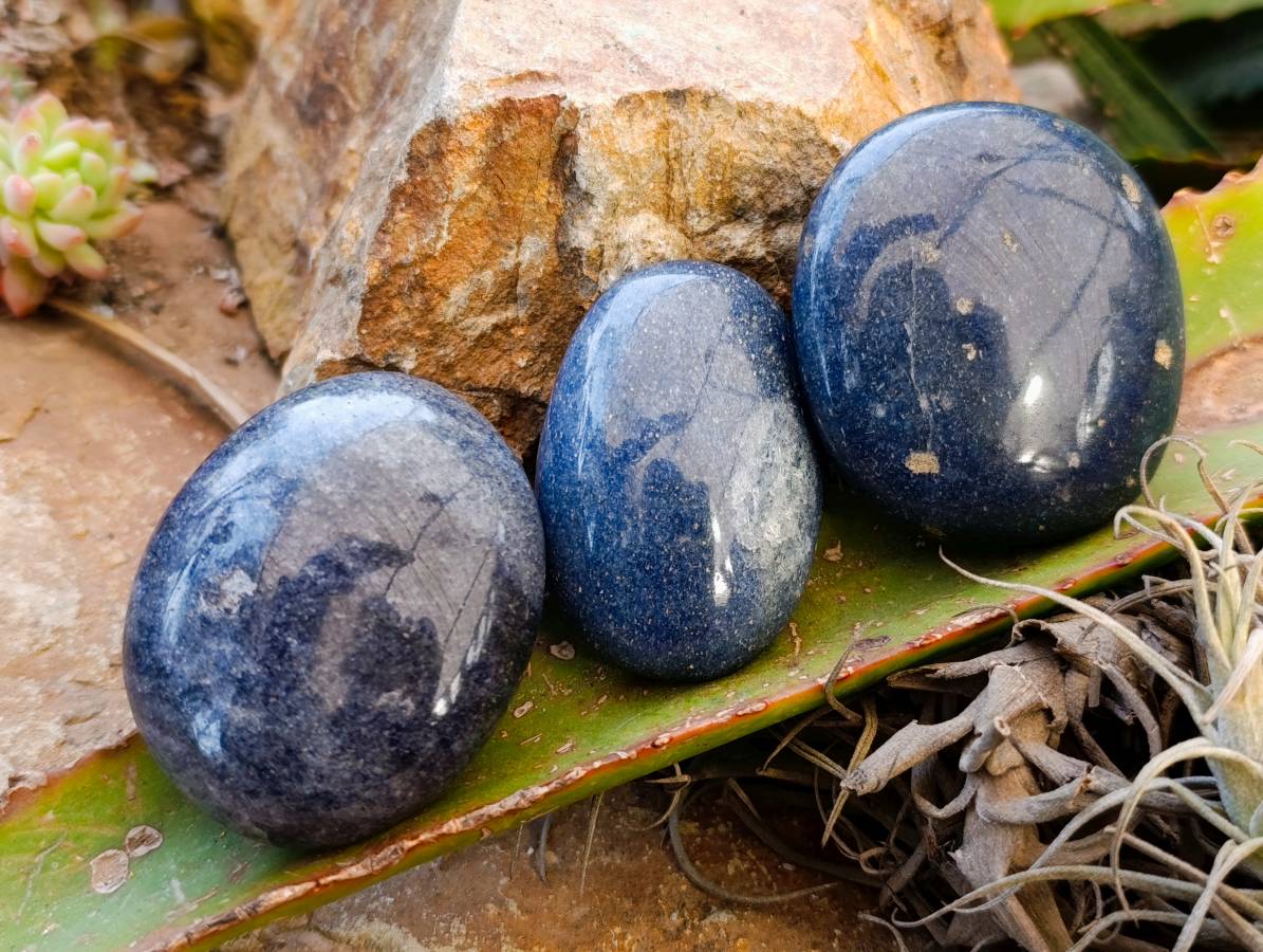 Polished Lazulite Palm Stones x 12 From Madagascar - Toprock Gemstones and Minerals 